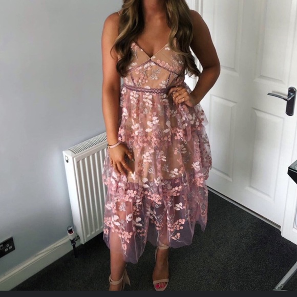self portrait pink floral dress